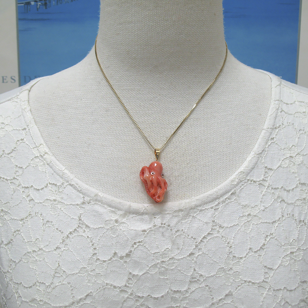 Bijoux fromseaK18タコ桃色珊瑚ペンダント73787 - 画像 (7)