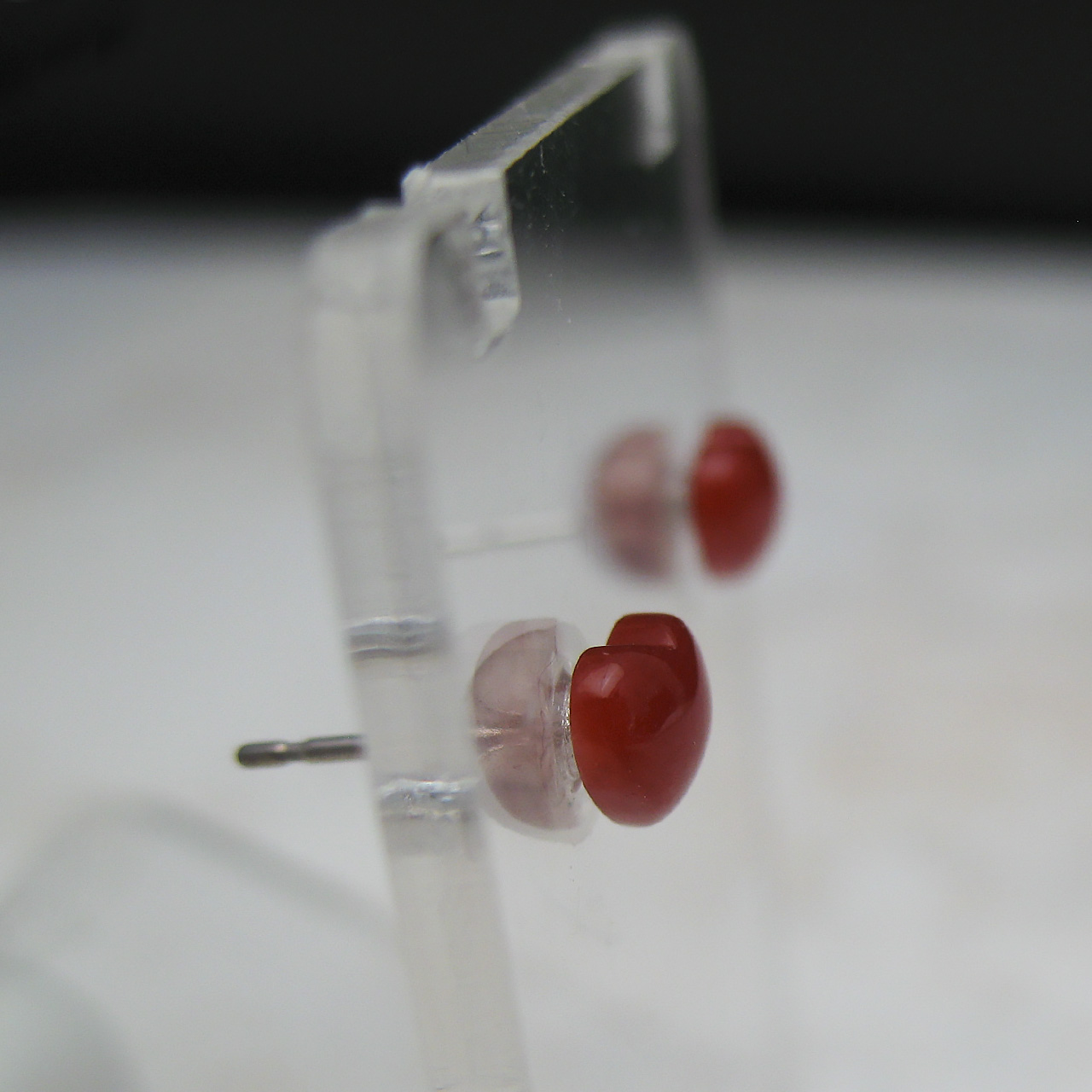 Bijoux　fromsea　K10WG土佐　血赤珊瑚 ハートピアス - 画像 (2)