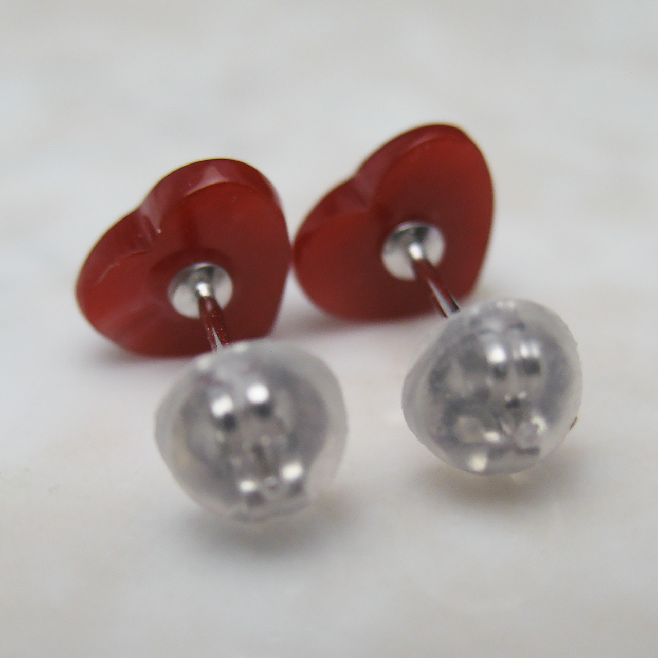 Bijoux　fromsea　K10WG土佐　血赤珊瑚 ハートピアス - 画像 (5)