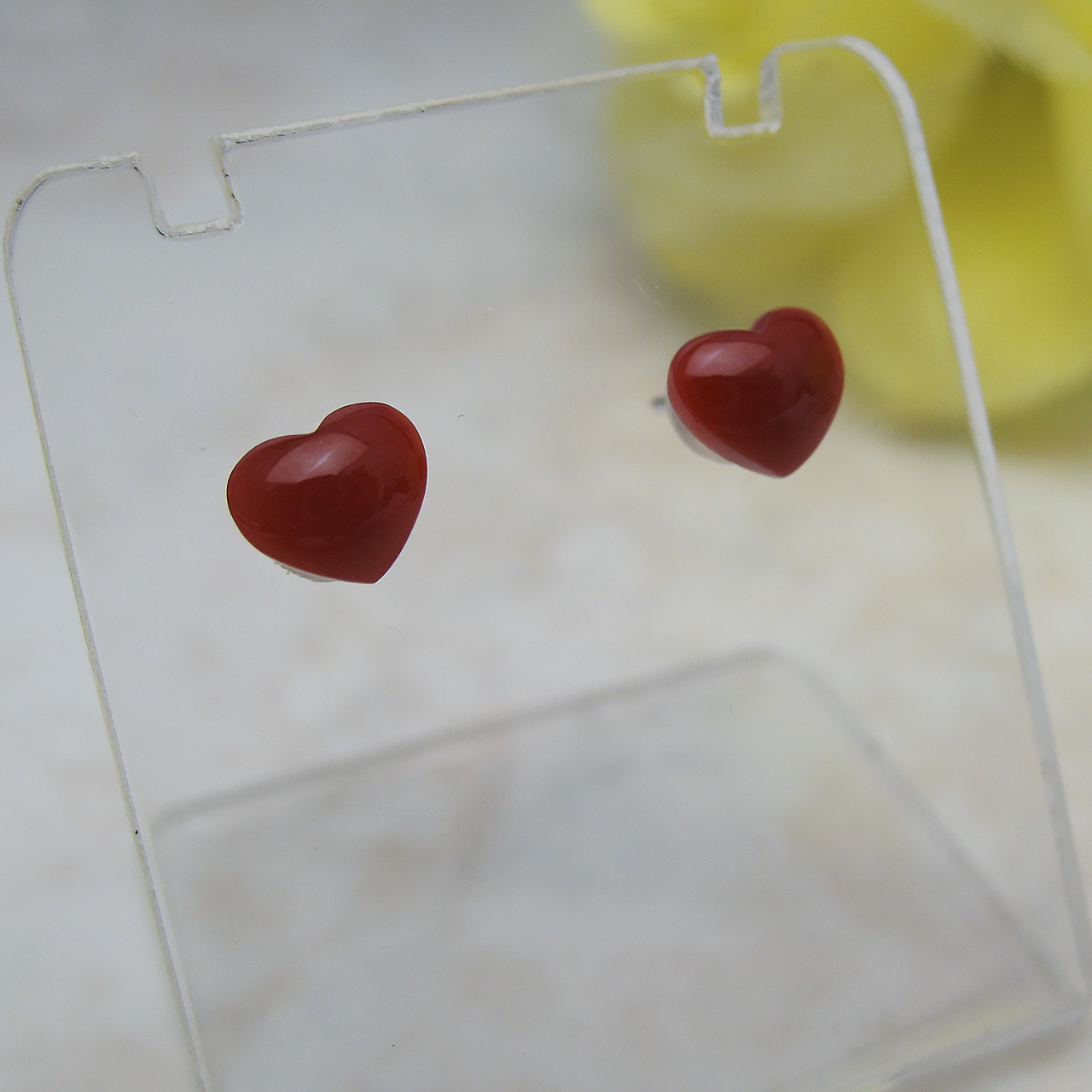 Bijoux fromsea K10WG土佐 血赤珊瑚 ハートピアス