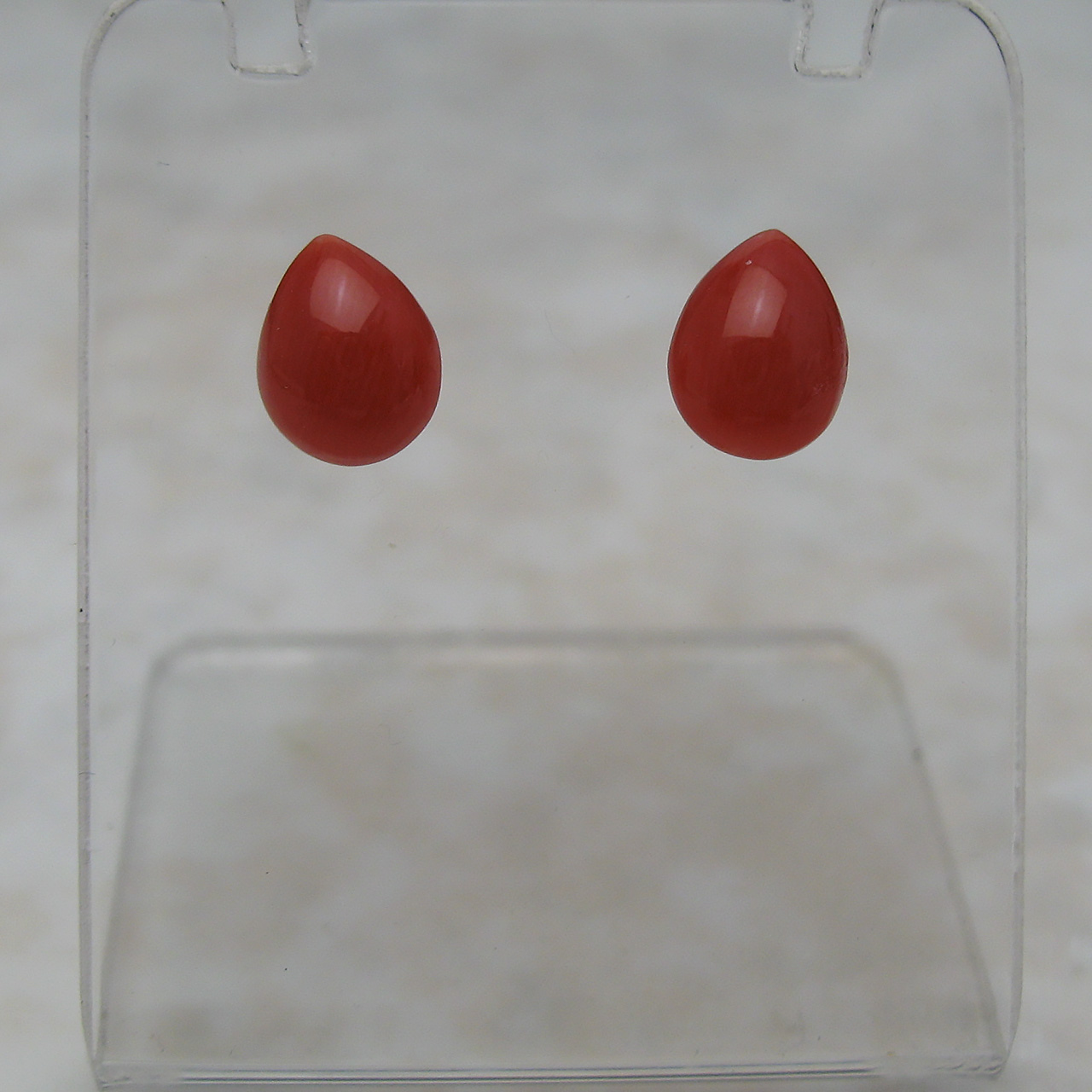 Bijoux　fromsea　K10WG珊瑚 ティアドロップピアス - 画像 (2)