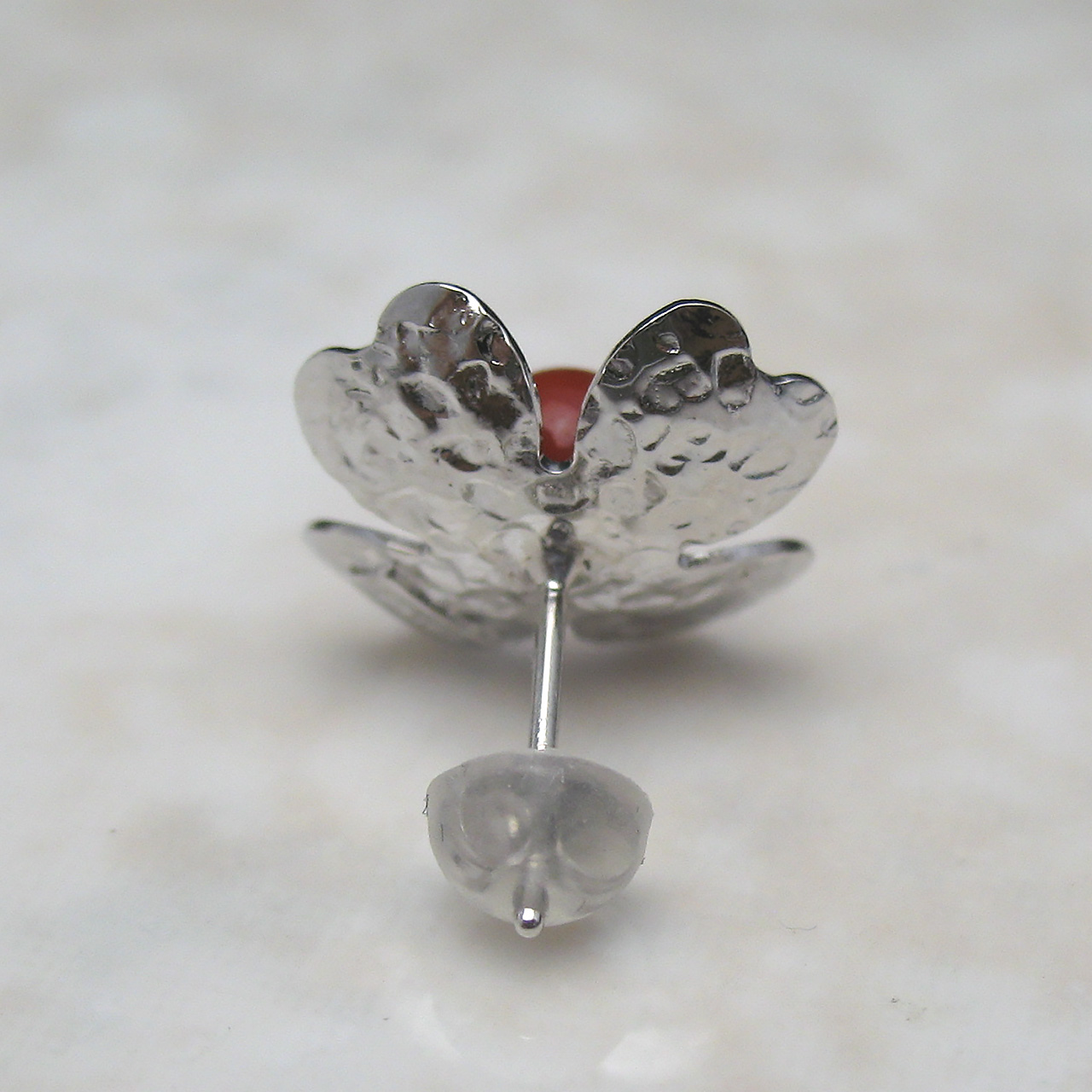 Bijoux　fromsea　K10WG/SV朱赤珊瑚 5ミリピアス　片耳用 - 画像 (4)