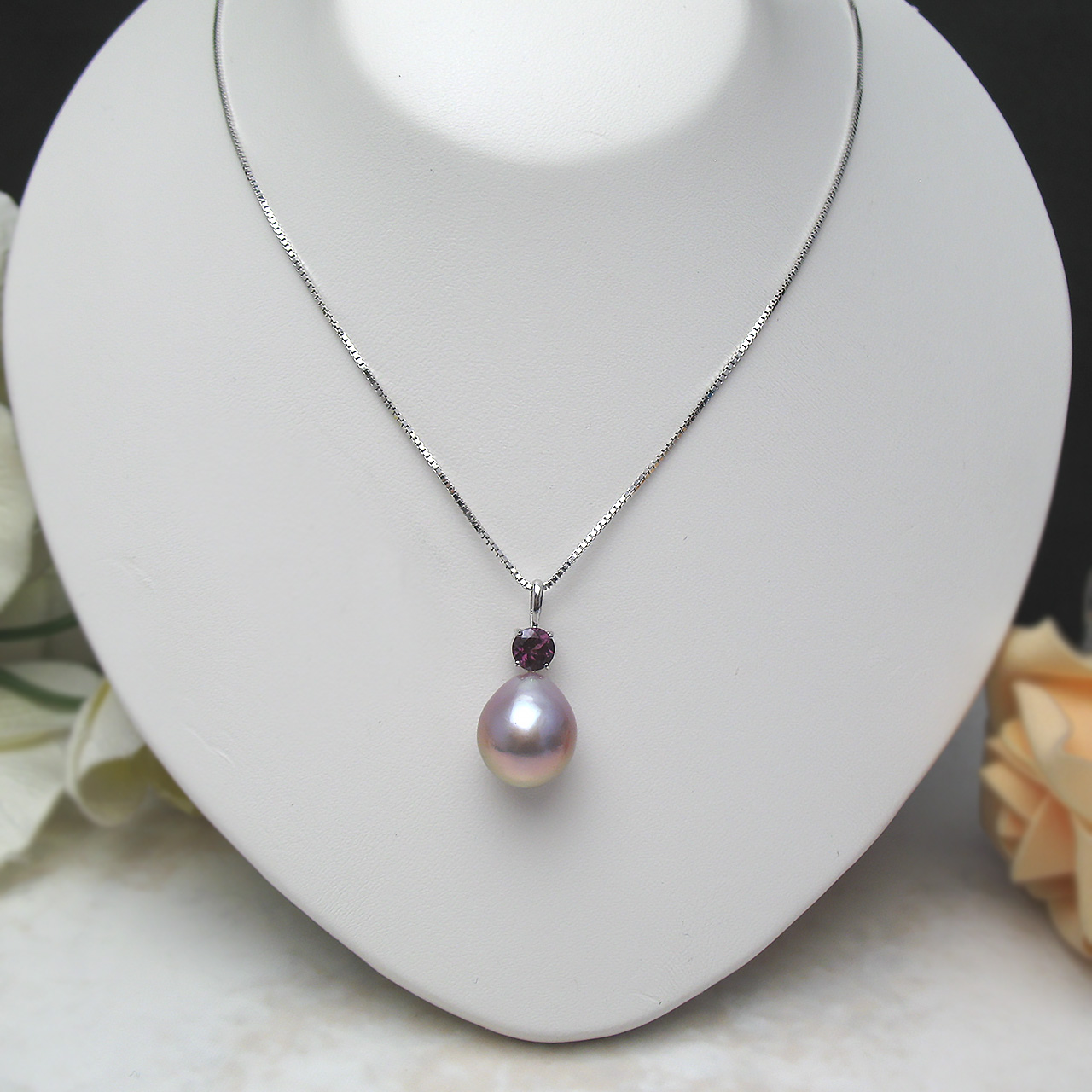 SV有核淡水&ロードライトガーネットペンダント - 画像 (2)