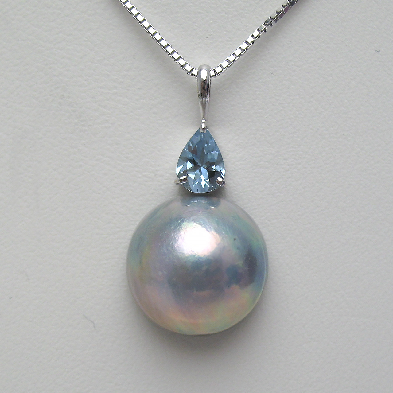 マベ真珠&アクアマリンペンダントSV - 画像 (3)