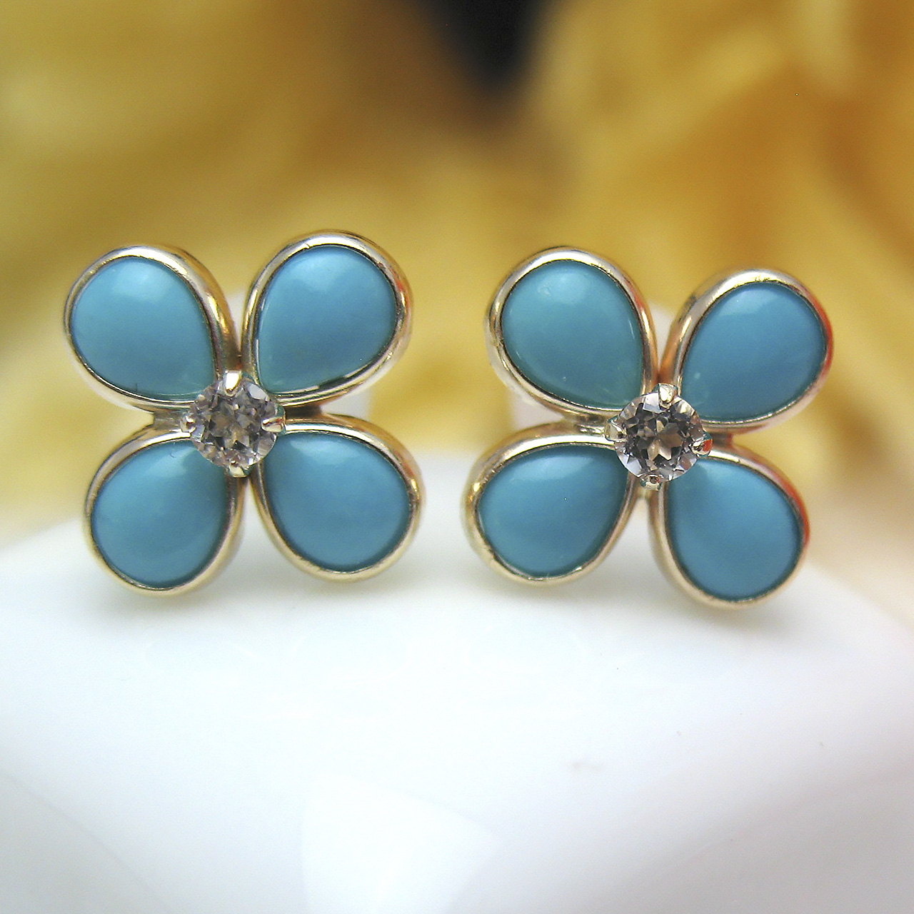 Bijoux fromsea K10トルコ石・ホワイトトパーズピアス - 画像 (5)