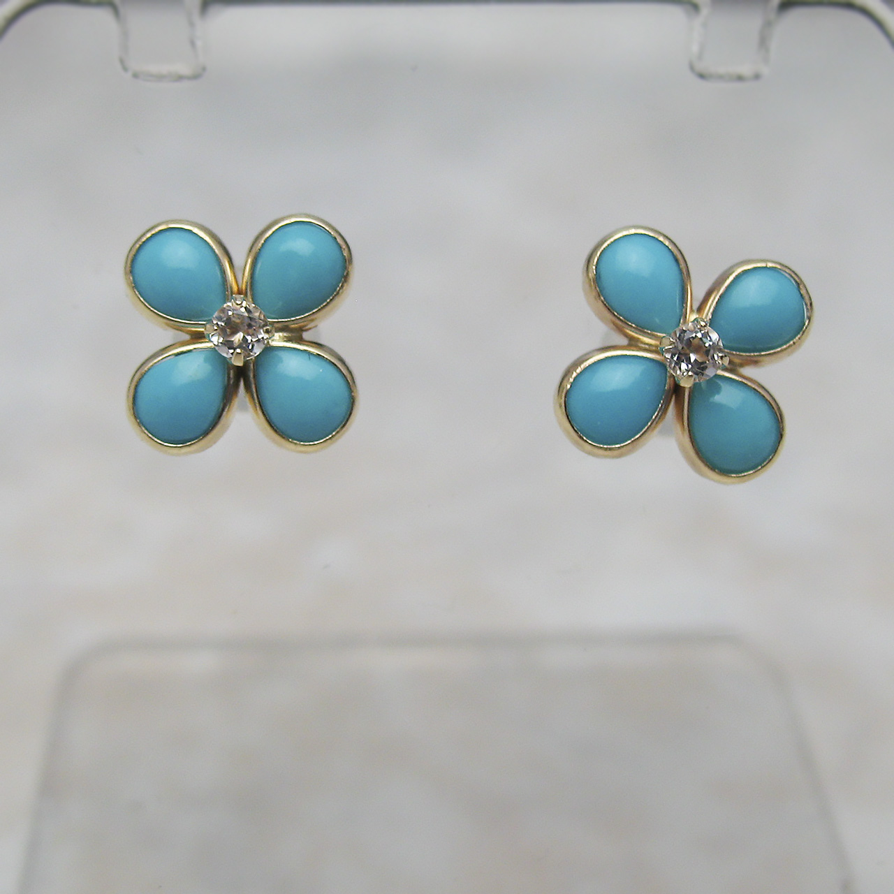 Bijoux fromsea K10トルコ石・ホワイトトパーズピアス - 画像 (2)