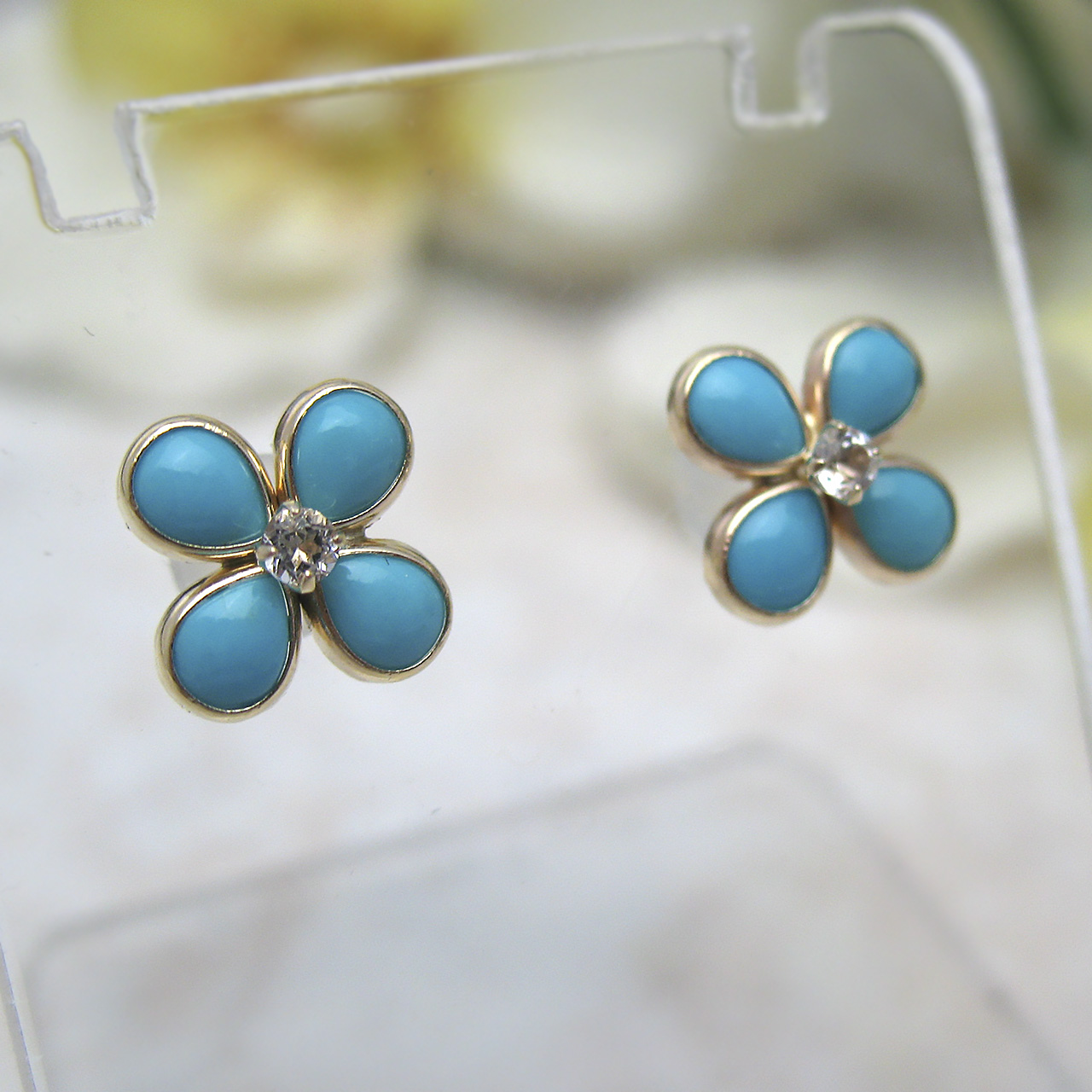 Bijoux fromsea K10トルコ石・ホワイトトパーズピアス